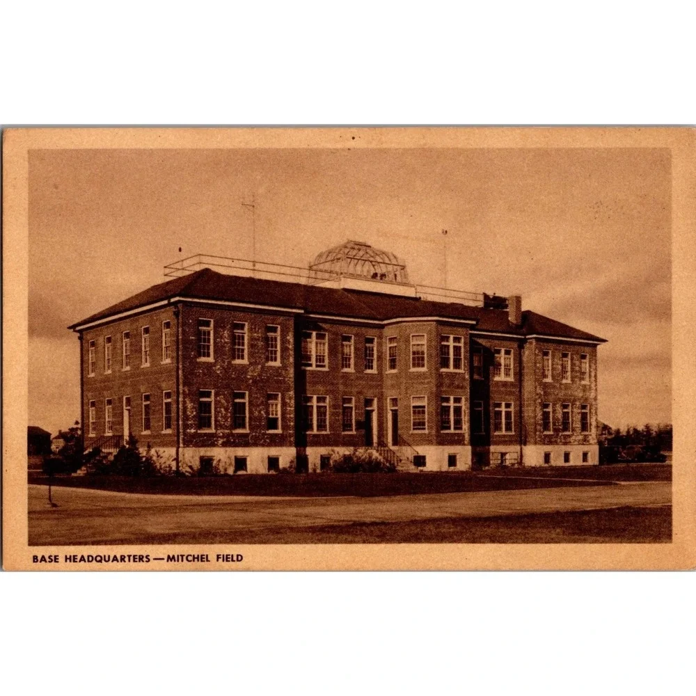 Vintage‎ Base Headquarters Mitchel Field Sepia Postcard by Ullman Co.